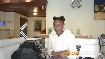 Pretty Ebony College Student Job Hunting in Fake Casting