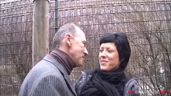 Older guy seduced hot milf on the street, she giving him her wet pussy and gets huge cum on her tits