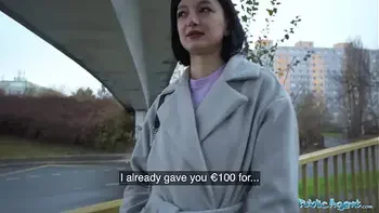 Public Agent Cute little Russian loves to ride cowgirl on a big fat cock