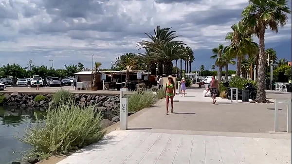 Naked Monika Fox Walks Along The Pier Among The Yachts In One Hat And Shines With Big Boobs