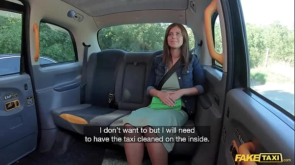Fake Taxi Sexy innocent looking brunette caught smoking in the taxi and needs to pay