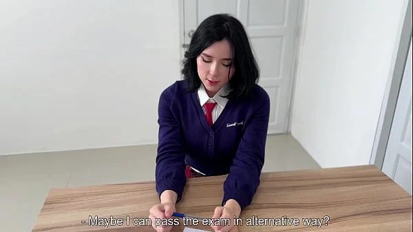 Busty Student Sucked Teacher's Fat Dick and Got Her Pussy Fucked till Cum In Mouth for Retaking an Exam