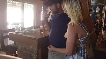 Waitres caught jerking of the barman at holiday resort