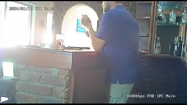 Waitress at bar caughtjerking of her manager