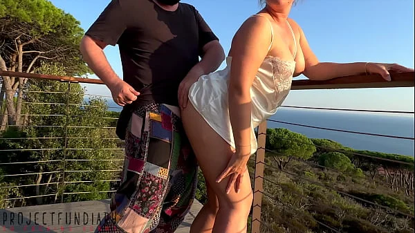 curvy milf in white satin dress sunset balcony public sex - projectfundiary
