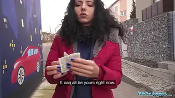 Public Agent Teen gets fucked after loosing at rock paper scissors