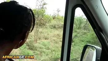 Cute Ebony Girlfriend Gives Deep African Safari Road Head POV