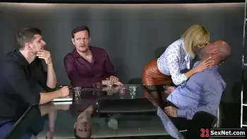 Big tits secretary dp fucked by boss during office meeting