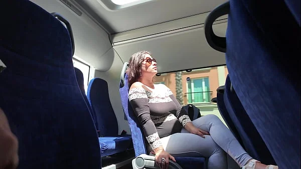 Exhibitionist seduces MILF to Suck & Jerk his Dick in Bus until He Cums