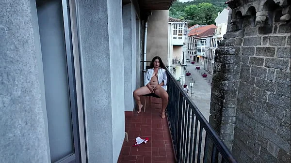 Risky Public Balcony Masturbation of My StepSister