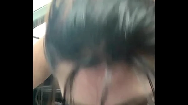 Emo slut swallows black cock in car and begs