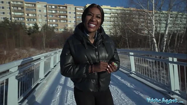 Public Agent Josy Black shows her big beautiful black ass whilst riding a big fat dick