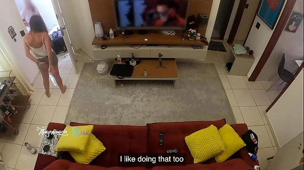 Hot wife Thay Ksada was recognized by the delivery man, she lets him suck her on the living room sofa - with English subtitles - teaser