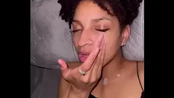 Ebony slut loves cum