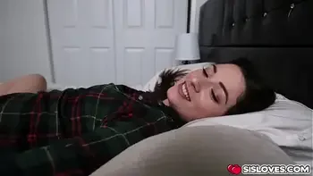 Sweet stepsister helps her stepbrother with his raging boner