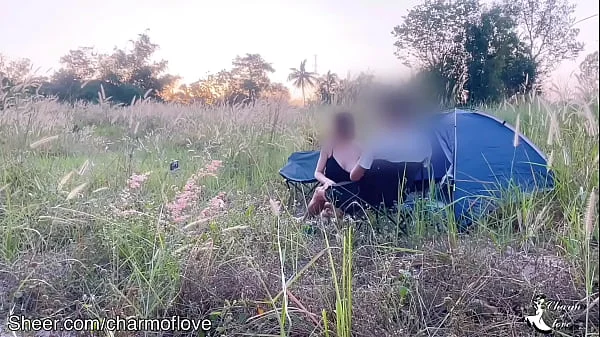 Outdoor sex on a camping trip with girlfriend.