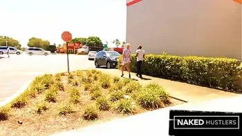 Blonde big Titty GILF Lexi Cougar sucks a thick black dick outside of payday loans