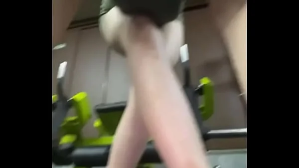 Gym girl training and play with herself