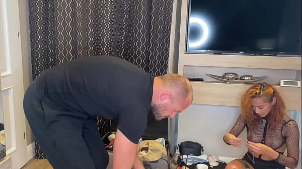 Backstage Threesome Sex With petite Latina and Tall Brunette Teen - Livestream