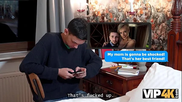 VIP4K. Mature dominant dame is fucking her friend’s obedient offspring