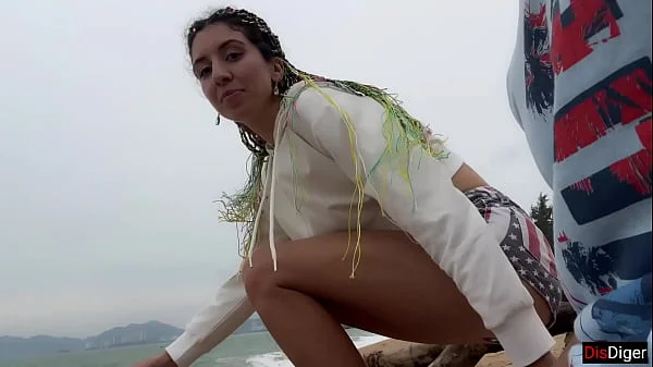 I see you jerking off to me and I want to help you cum! - Cock flashing on public beach