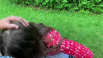 Lesbian best friend sucks dick on the park bench