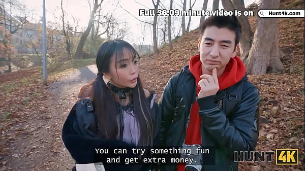HUNT4K. Petite Japanese tourist Sakura jumped on a stranger's cock in front of her BF