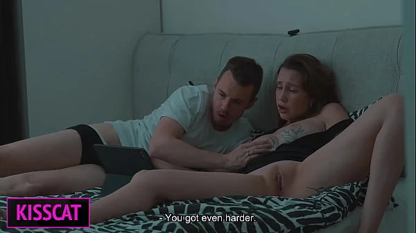Step mom and Step son Watch Porn, Masturbate to Creampie Bliss in Share Bed Hotel Vacation