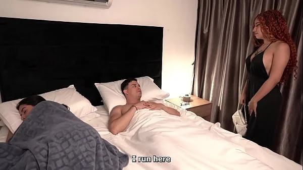 Neighbor come to bed with us but don't move too much to fuck on the sly.