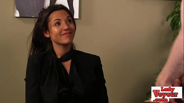 Humiliated loser wanks his cock for cfnm