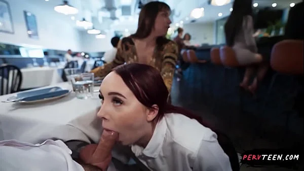 Sneaky Waitress Fucks Me Hard in the Restaurant... We Get Caught