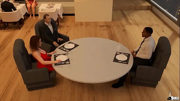 Hot wife sucks off her husband's new boss during a meeting.