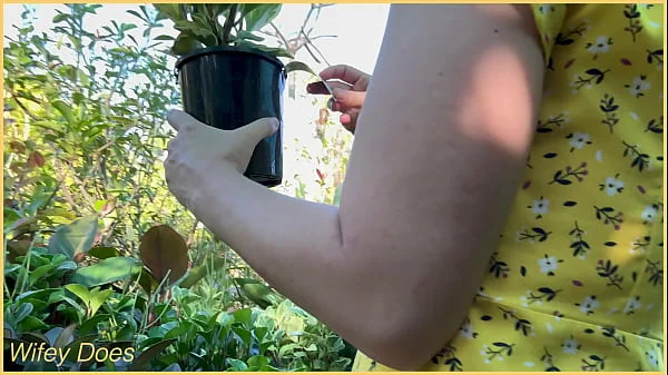 Wifey heads out in a cute summer dress braless and looks amazing with her blonde hair.