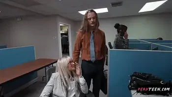 Cheating Teen Talks on Phone with Boyfriend While Boss Fucks Her at Office