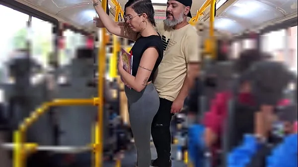 Slutty Student Gets Cumshot in Public on the Bus