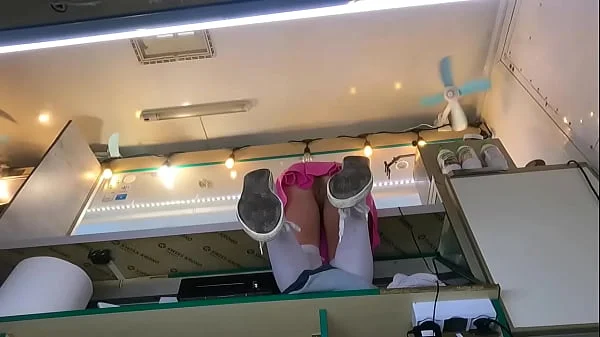 The boss is playing with his sexy shop assistant pussy while she talks to the customer