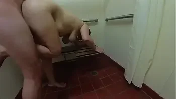 Trying to Get Caught Fucking Curvy MILF in Public Bathroom and Shower!