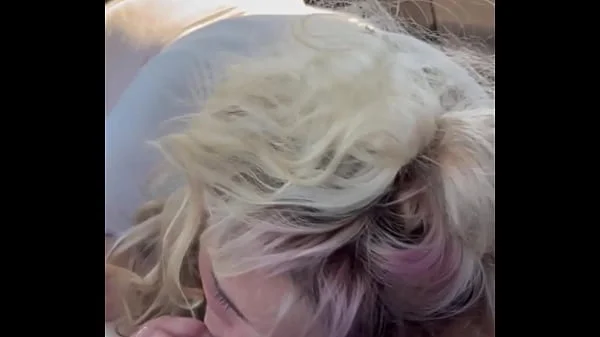 Real hooker with blonde hair gives a bbbj & gets bent over & fucked bareback from behind & takes a load on her ass