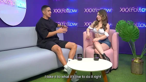 Hot Interview Ends in Wild Threesome: Latina MILF Subdued by Maxx Betancur and Mercilessly Kissed by the Presenter