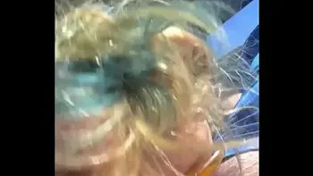 Cheating blonde whore sucks cock & takes a facial out in public during the middle of the day