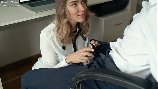 Sexy Secretary Gives Boss Blowjob In Office And Swallow All Cum From Hard Pulsating Cock