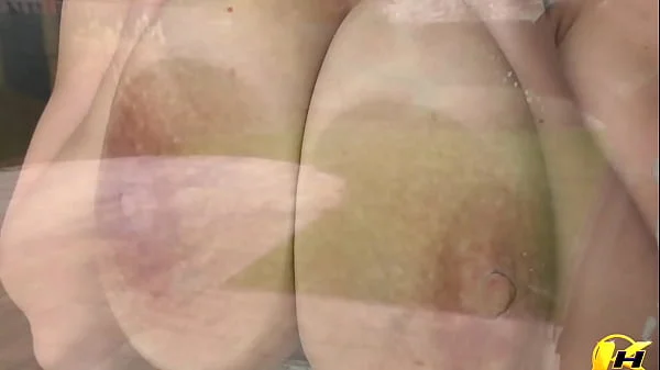 Washing Windows Without Bra and Push Tits and Ass to the Window