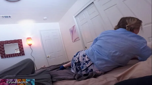 Stepson shares a bed with stepmom and they try not to get naked