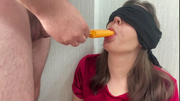 Playing with ice cream, stepmom gets a lot of cum in her throat