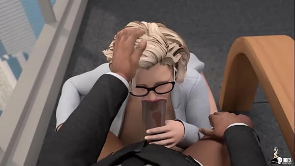 Busty Jewish Secretary sucks and fucks her black boss
