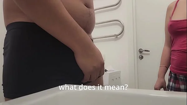 Stepsister accidentally went into the bathroom and decided to jerk off to stepbrother