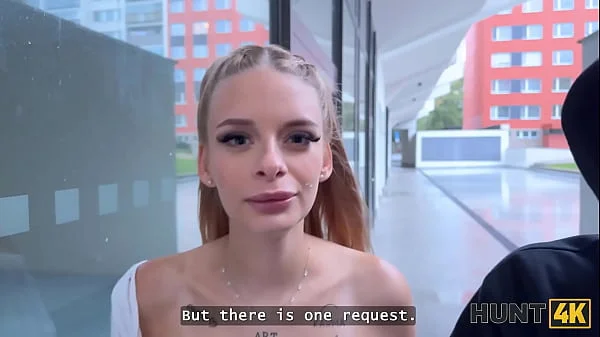 HUNT4K. Blondie Naomi Love seduced a rich dude with her big natural tits in front of her BF