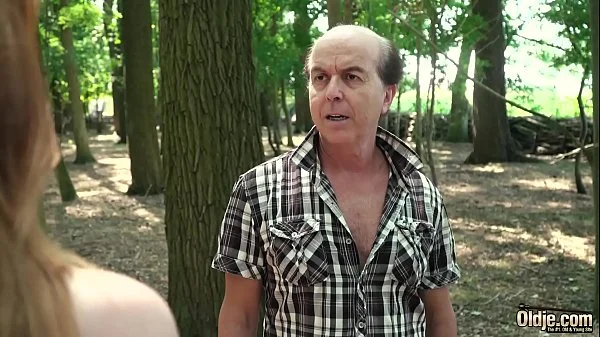 Horny chick hardcore fucked by old man and she gives a wet deepthroat blowjob then takes cumshot in her mouth