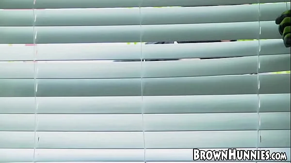 Beautiful ebony babe with huge hooters rides hard white cock