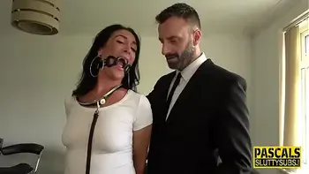 Spidergagged milf sub